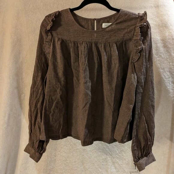 Treasure and Bond - Size Medium Brown ruffle top - NWT - Picture 1 of 4